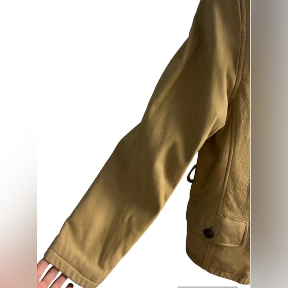 Georgetown Leather Design Women’s 100% Leather Zip Up Collared Long Sleeve Tan M - Picture 6 of 15